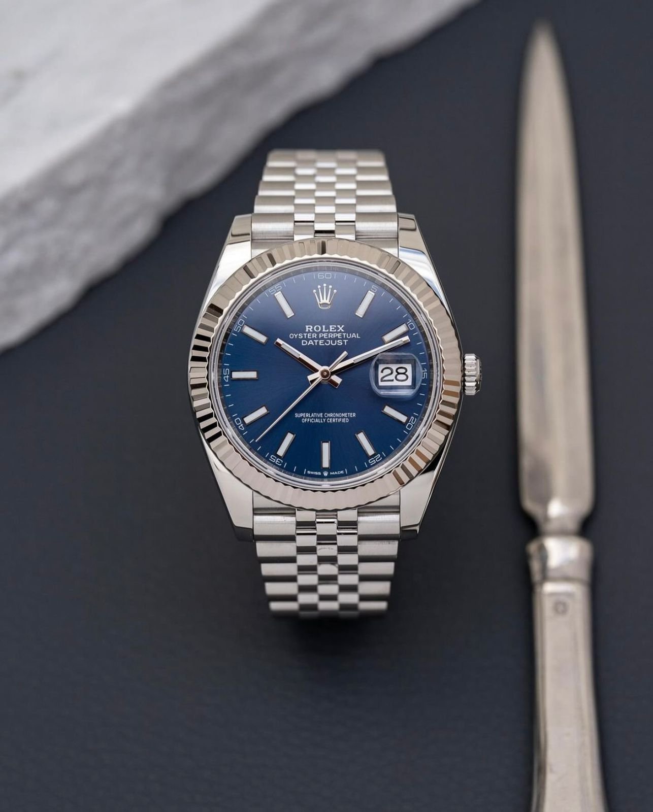 ROLEX DATEJUST SILVER BLUE