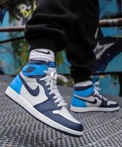 Branded retro 1 UNC blue High Ankle Sneakers
