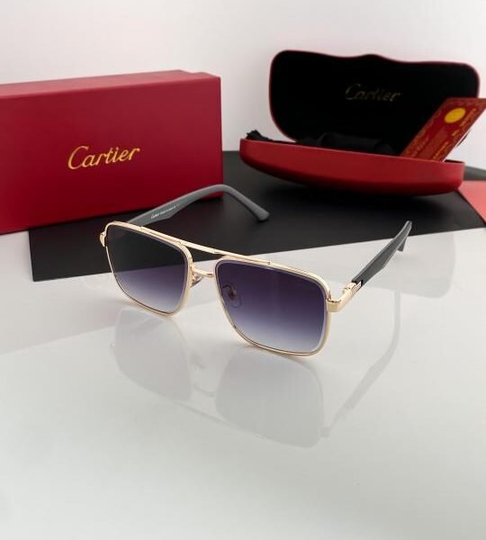 Cartier Gold Black Shaded 23400 Sunglasses