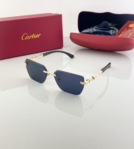 Cartier Gold Black 61 Sunglasses